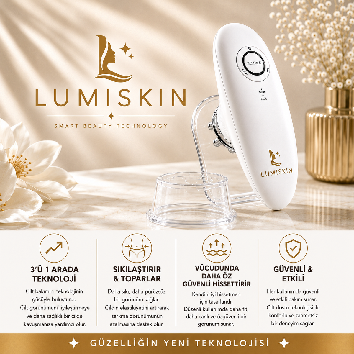 Lumiskin Orijinal Vücut Şekillendirici Masaj Cihazı 3'ü 1 Arada