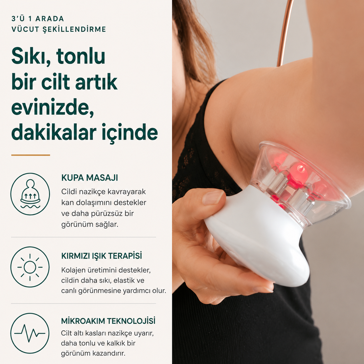 Lumiskin Orijinal Vücut Şekillendirici Masaj Cihazı 3'ü 1 Arada